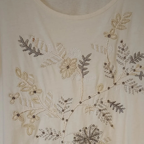 Coldwater Creek Women's Embroidery Tan & Cream Pullover Shirt Sz 1X - Picture 3 of 9